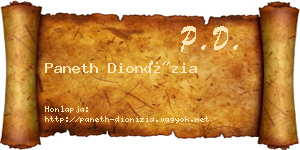 Paneth Dionízia névjegykártya